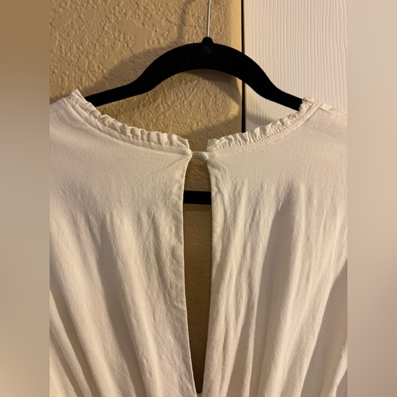 Maeve Anthropologie Puff-Sleeve Corset Linen Midi Dress - White Size Large - Picture 11 of 16